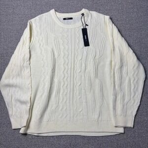 Fashion Nova Men Sweater Mens XXL Drew Cable Knit White JUMZ012 Pullover